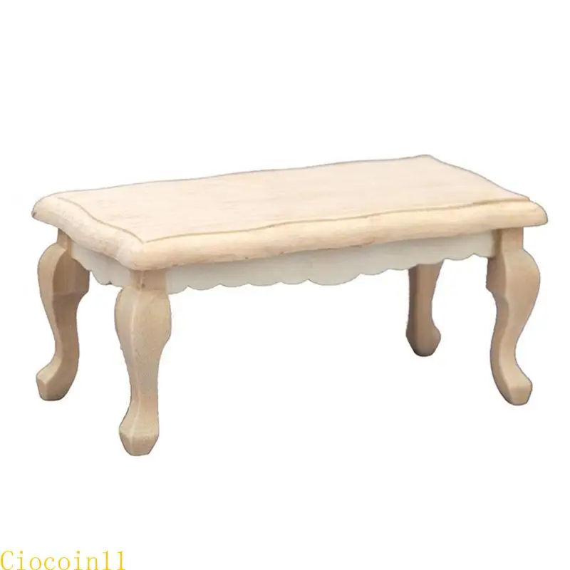 Tavolino da caffè in legno in miniatura in scala 1:12 Case delle bambole vintage Mini mobili da soggiorno Decorazioni per case delle bambole Accessori