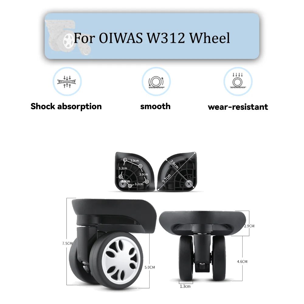 

For OIWAS W312 Universal Wheel Black Replacement Suitcase Silent Smooth Shock Durable Absorbing Rotating Accessories CasterWheel