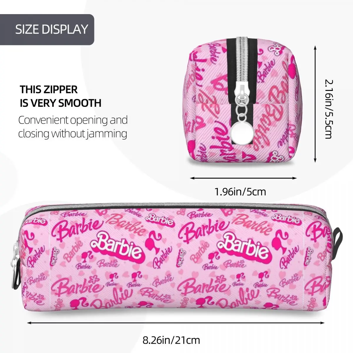 Imagem -04 - Padrão Barbie Lápis Case Lápis Kawaii Pouch Pen Box para Estudante Bolsa de Grande Capacidade Material Escolar Papelaria Presentes Rosa