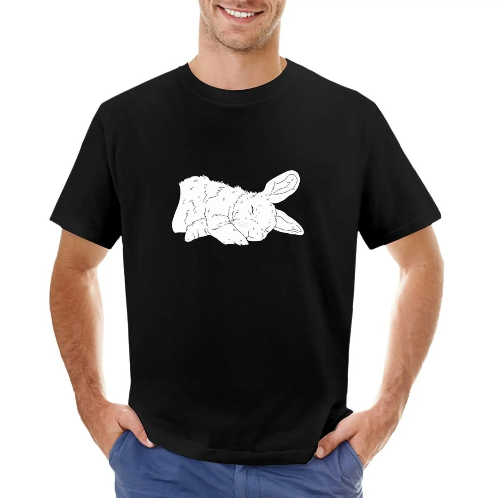 Sleepy Bunny Rabbit Napping Snuggly T-Shirt customs anime t shirts summer top mens graphic t-shirts anime