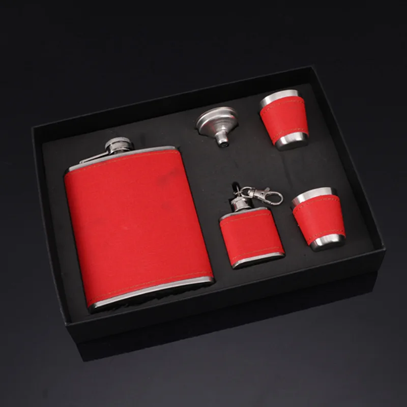 301-400ml 2 flasks Portable Flagon Hip Flask set with cups for Whiskey Vodka Wine Pot Alcohol gift package Drinking Bottle man