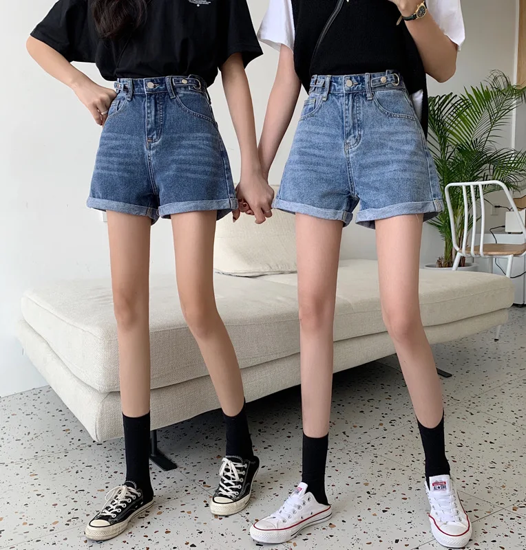 

All Match Sashes Casual Women Denim Shorts Crimping High Waist Slim Summer Jeans Shorts Feminino Chic Hot Ladies Bottom #07