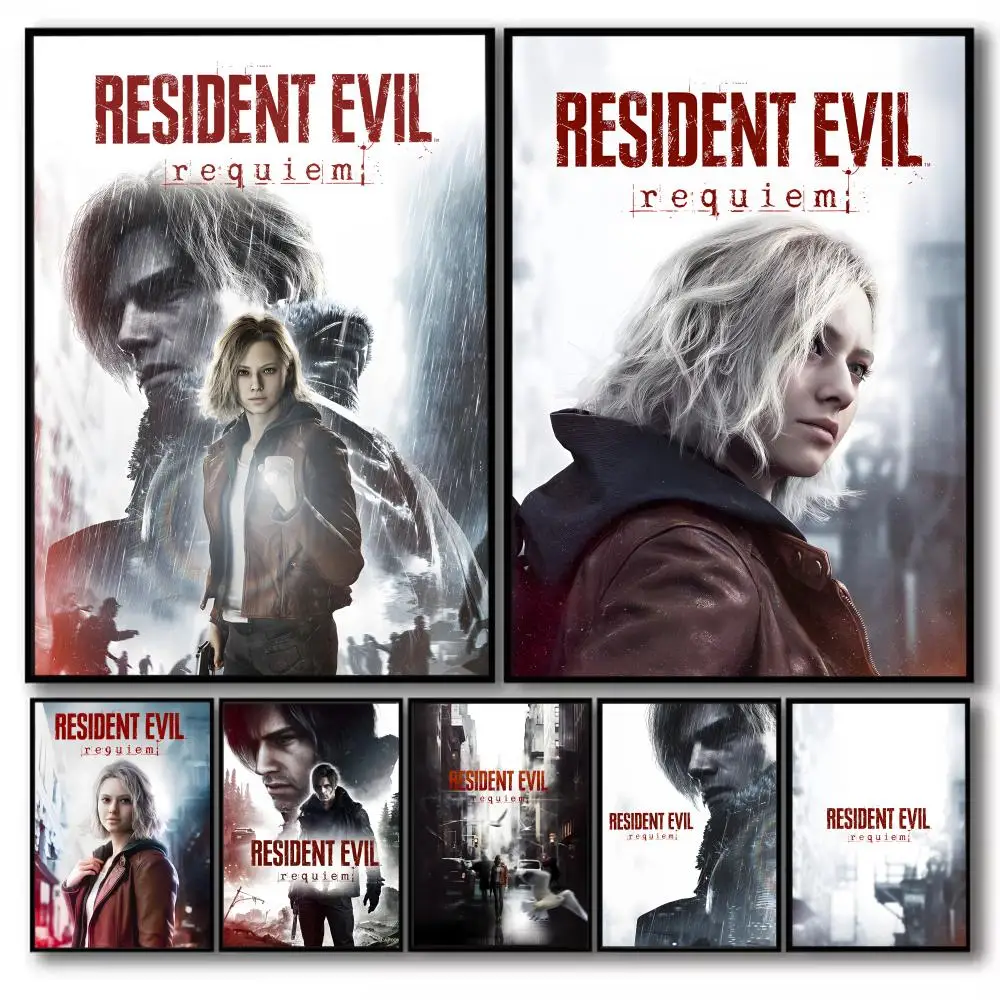 Game r-Resident Evil Requiem Poster Perfect Sticker Self Adhesive for Office Home Theater Wall Art Decor Fancy Gift