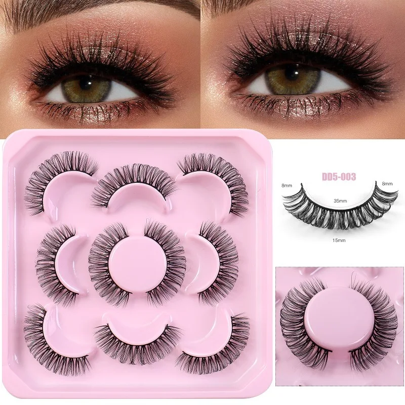 

5 Pairs of Russian Waterproof Mink False Eyelashes, Natural Curling, Thick, Voluminous, Soft, D-Curve False Eyelashes