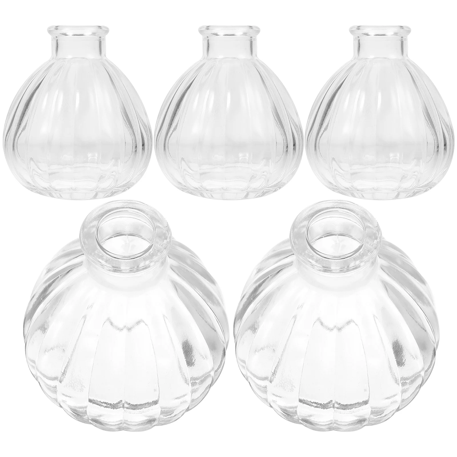 

5Pcs Glass Embossed Flower Vases Decorative Clear Floral Arrangement Container Desktop Tabletop Vase for Home Wedding Party