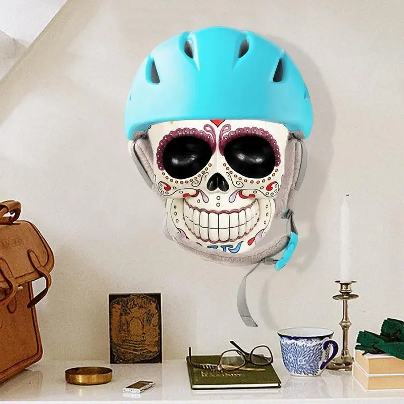 

Motorcycle Helmet Holder Wall-mounted Ghost Head Skull Headgear Display Stand Helmet Support Bracket Gothic Home Decor Ornaments