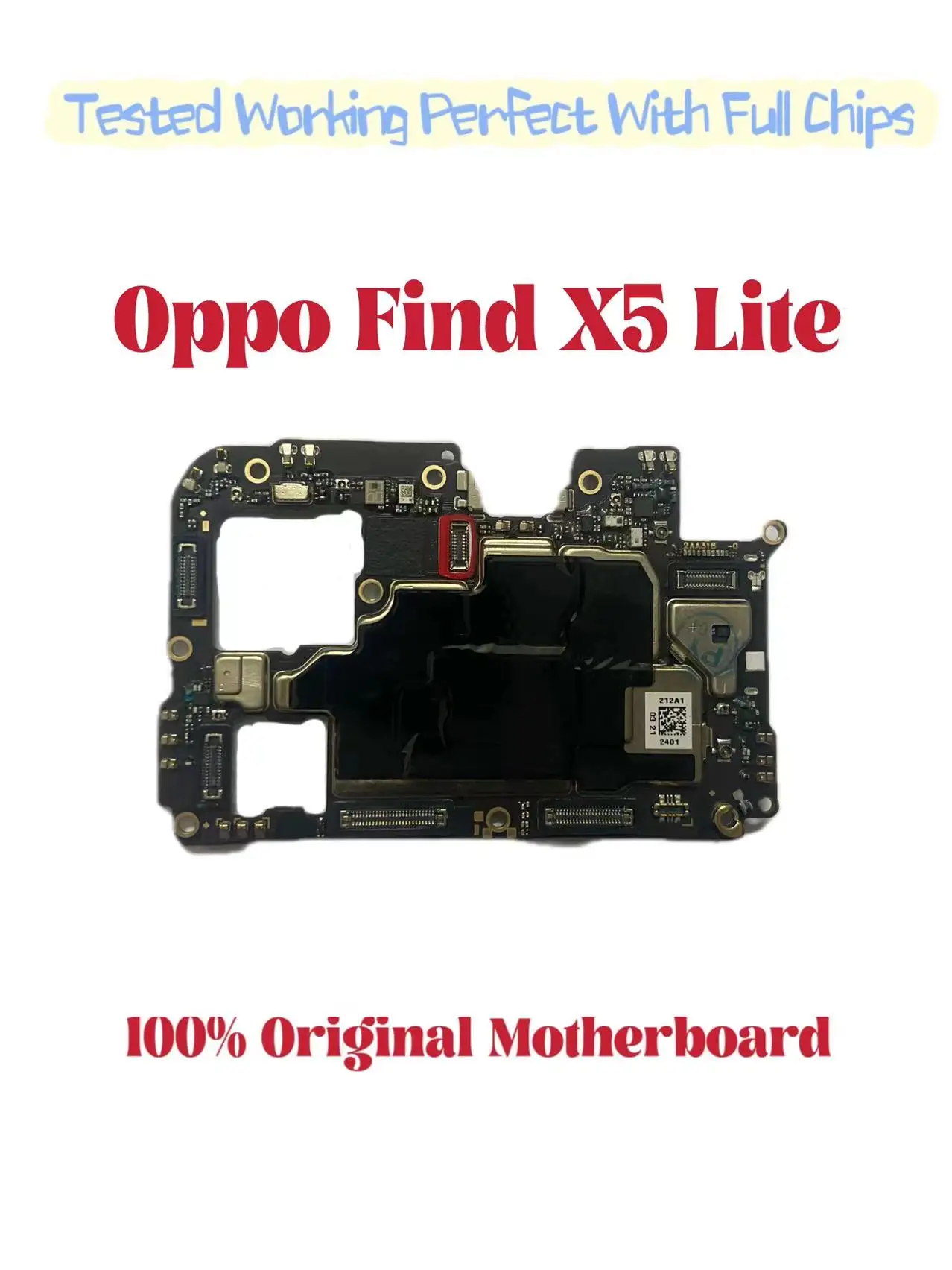 Original Unlocked Main Board for Oppo Find x5lite, Mainboard Motherboard with Chips Circuits, Flex Cable