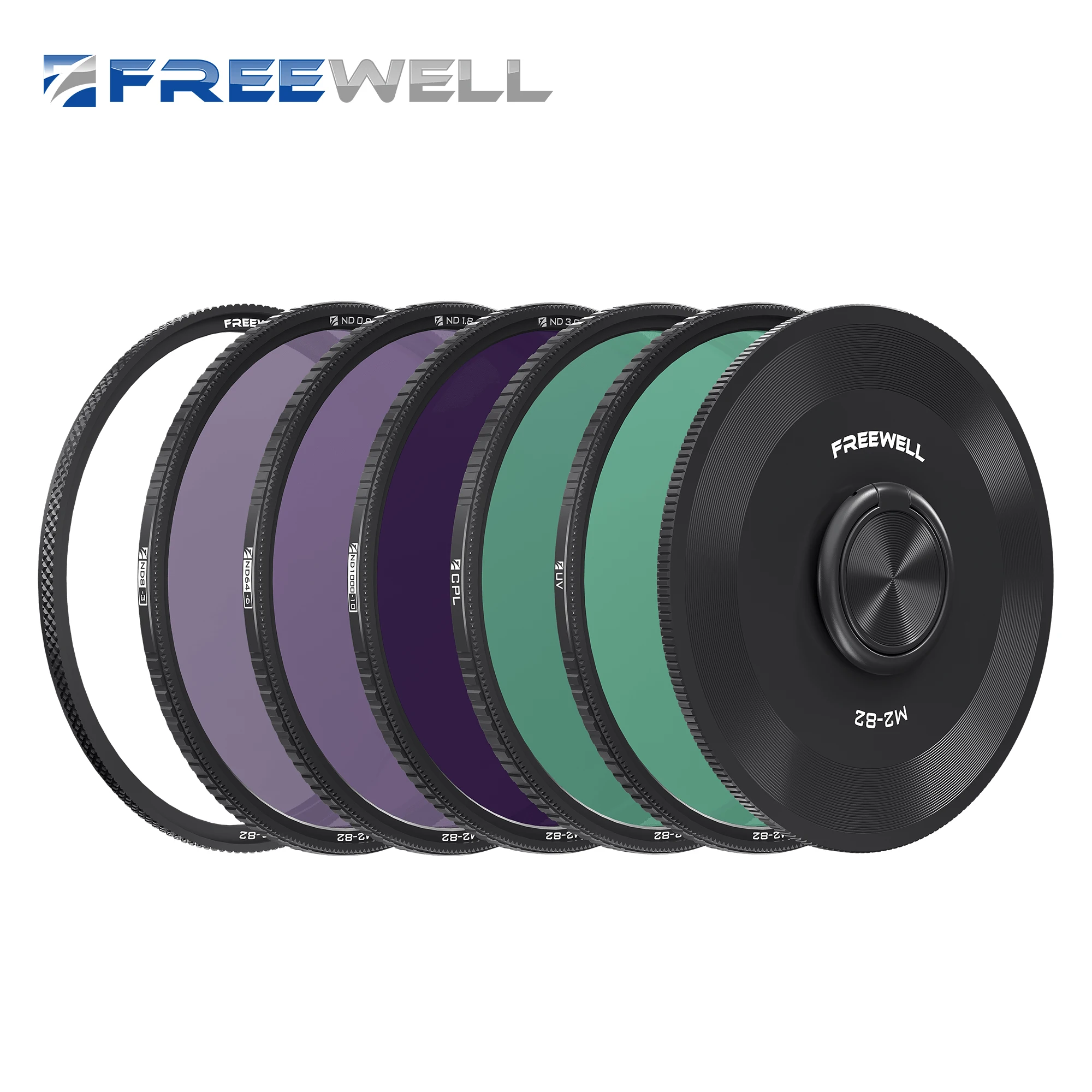 Freewell M2 Magnetic Quick Swap 5Pack ND8, ND64, ND1000, CPL, and UV Filters with Magnetic Lens Cap & Base Ring