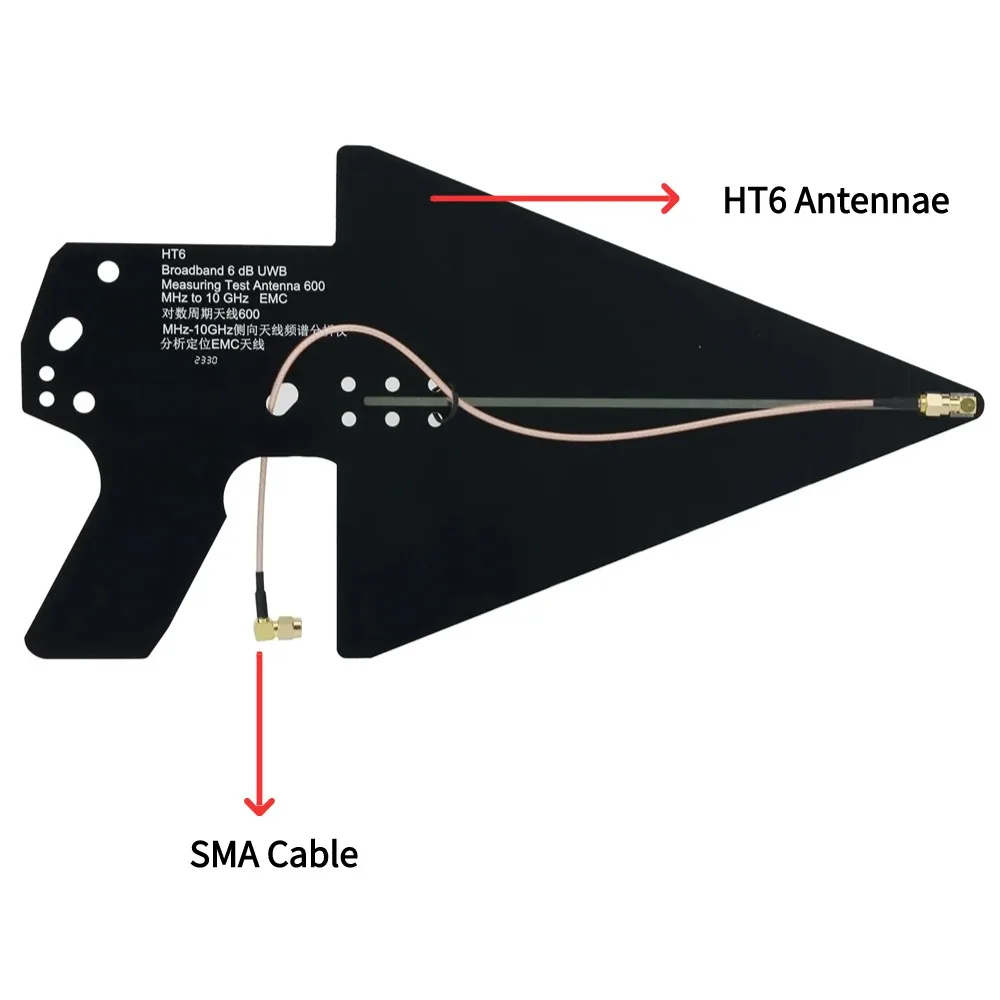 HTOOL HT6 Log Periodic Antenna 600MHz-10GHz, Gain 6dBi (Typ), 50Ω,SMA Male,PCB Broadband Antenna For EMC Test