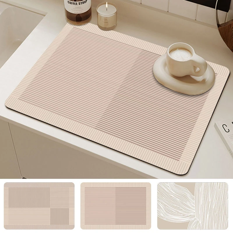 Large Kitchen Absorbent Mat Antiskid Coffee Machine Drain Pad Tableware Dish Draining Mats Quick Dry Drying Mat Faucet Placemat