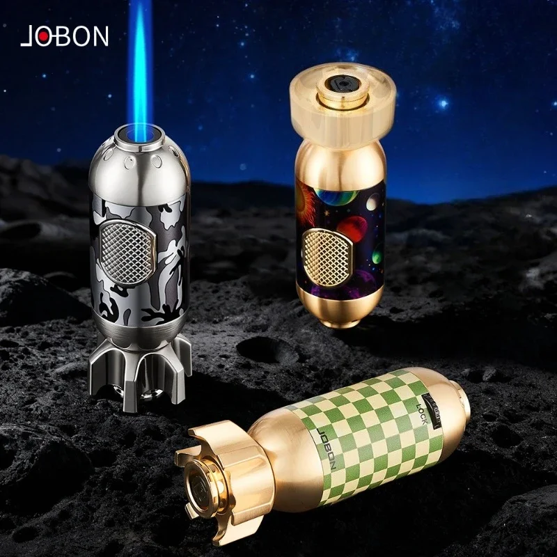 New Creative High end Portable Metal Three Torch Jet Windproof Lighter with Perspective Gas Window Small Tool for Men's Gift