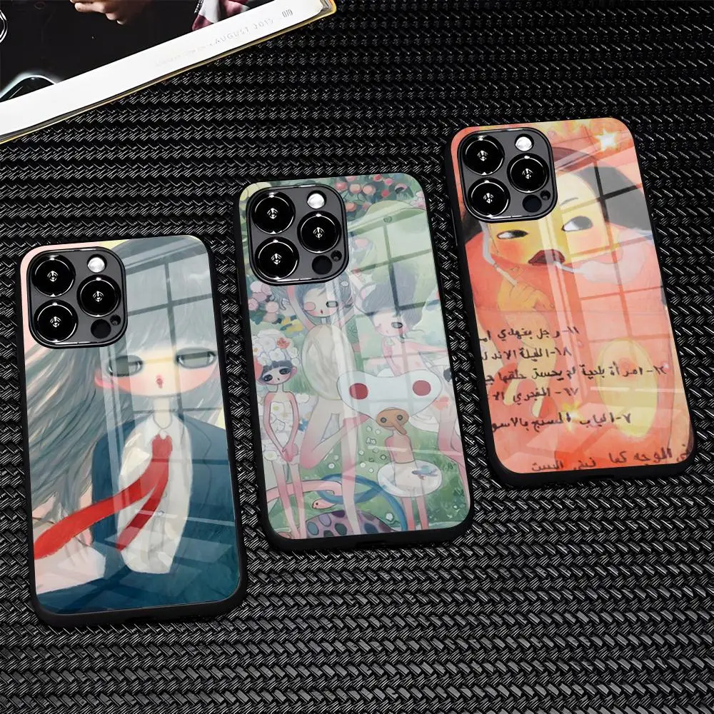 A-Aya ART Takano Handyhülle für iPhone 17 Pro Max 16 15 14 Pro Max 13 11 X Xs Xr 8 7Plus Glasabdeckung