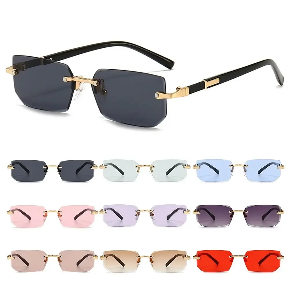 Fashion Rimless Sunglasses Men Women Populare Frameless Sun Glasses Male Female Classic Small Square Summer Traveling Shades