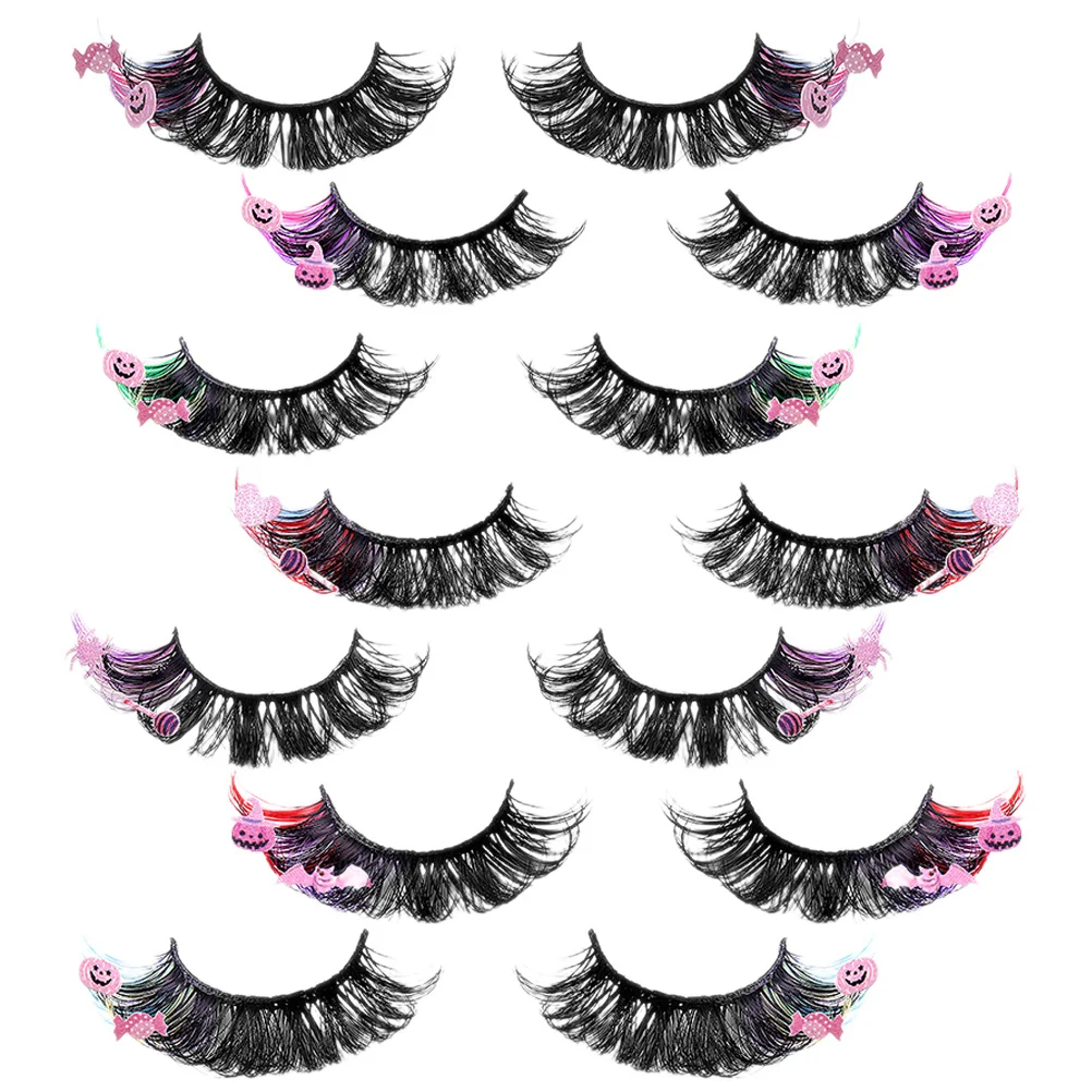 7Pairs Color Lashes with Vibrant Fake Eyelashes Thick for Cosplay Daily Wear Enhanced Eye Charm Women Gift Idea