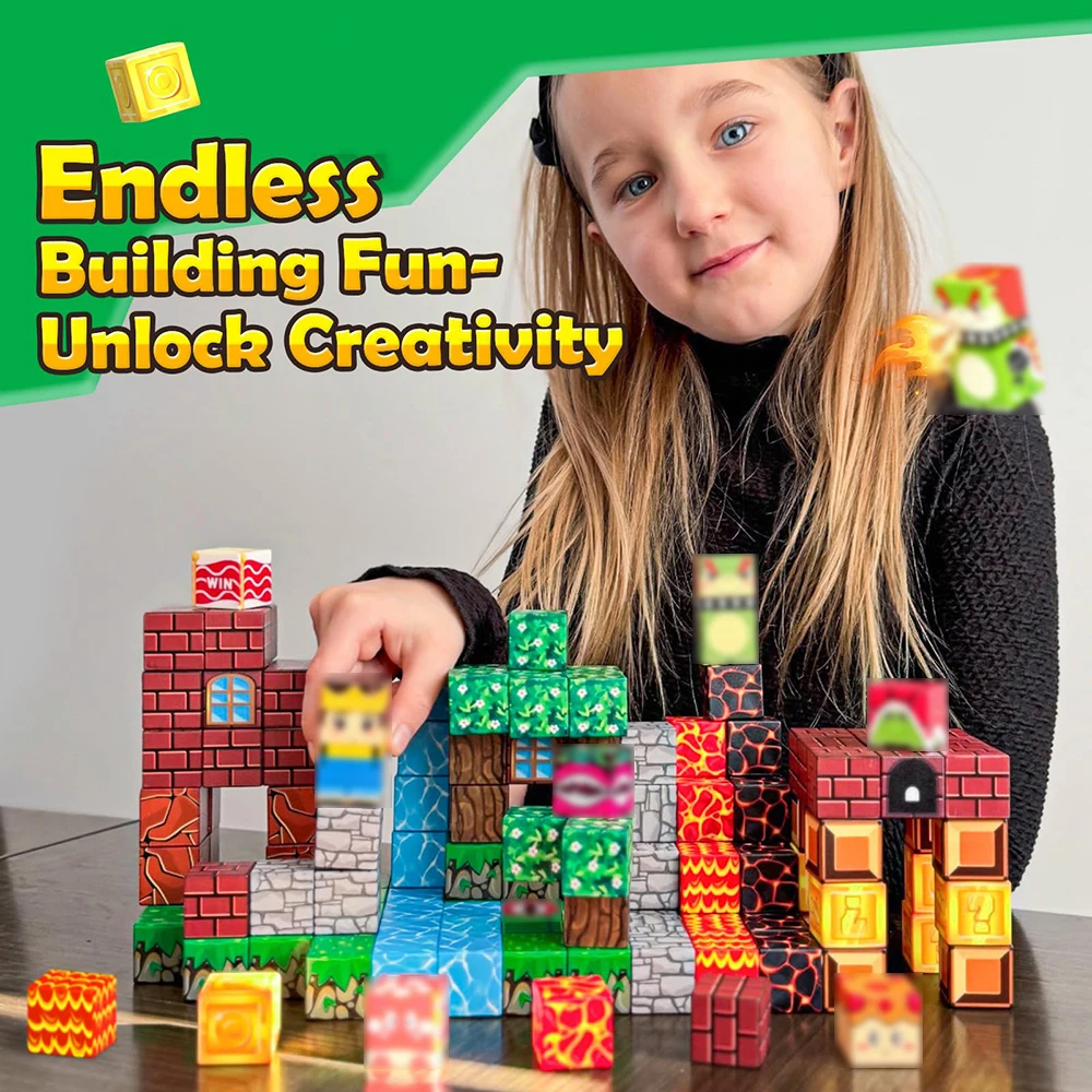 كتل مغناطيسية ألعاب بناء مجموعة مغناطيس للأطفال الصغار ألعاب حسية للأولاد والبنات لعبة مكعبات مغناطيسية