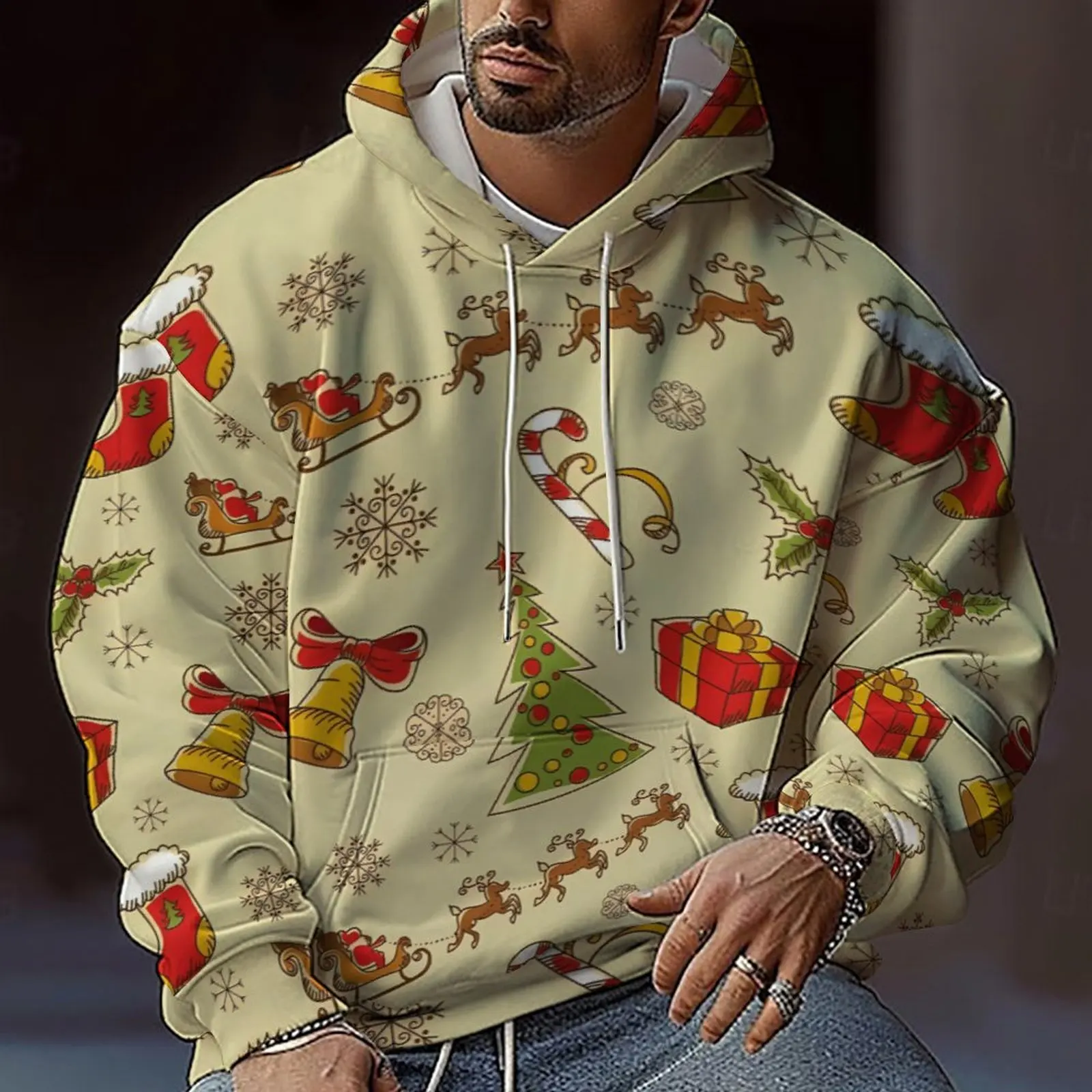 2024 New Christmas Casual Loose Hooded Men\'s Sweater Set sweatpants coats suits for men hoodies