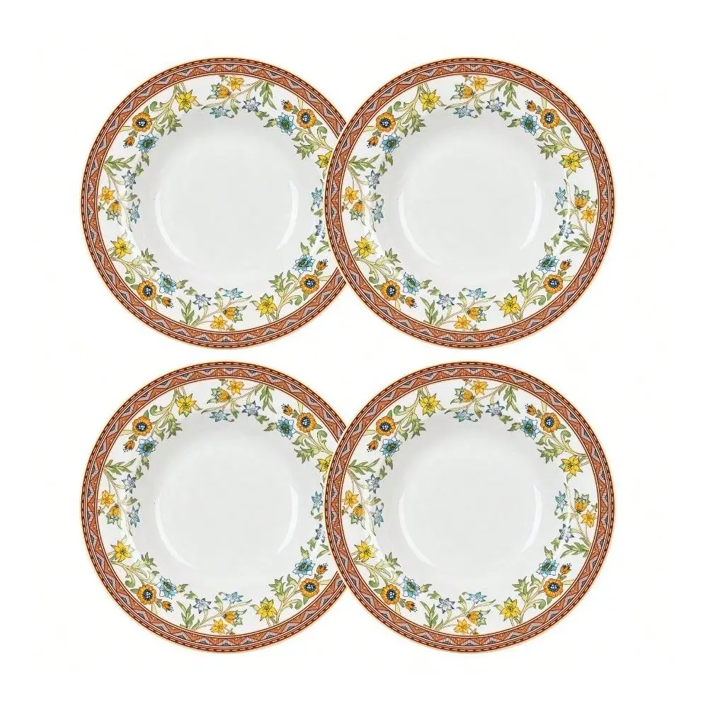 

Fleurs Des Prairie Porcelain Soup Plate Set Bone China Deep Plate Set Of 4