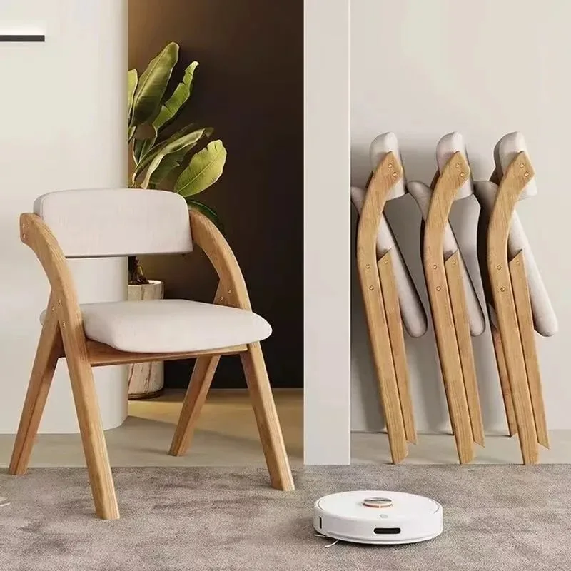 Folding wooden chair, bold, thickened, backrest dining chair, light household multi-functional folding chair