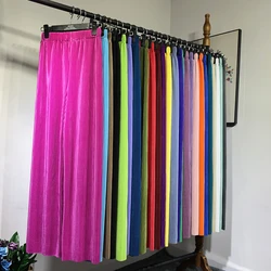 Women's Summer Chiffon Wide Leg Pants Casual Candy Color Loose Long Pants Lady Chic Solid Color High Waist Wide Leg Trousers