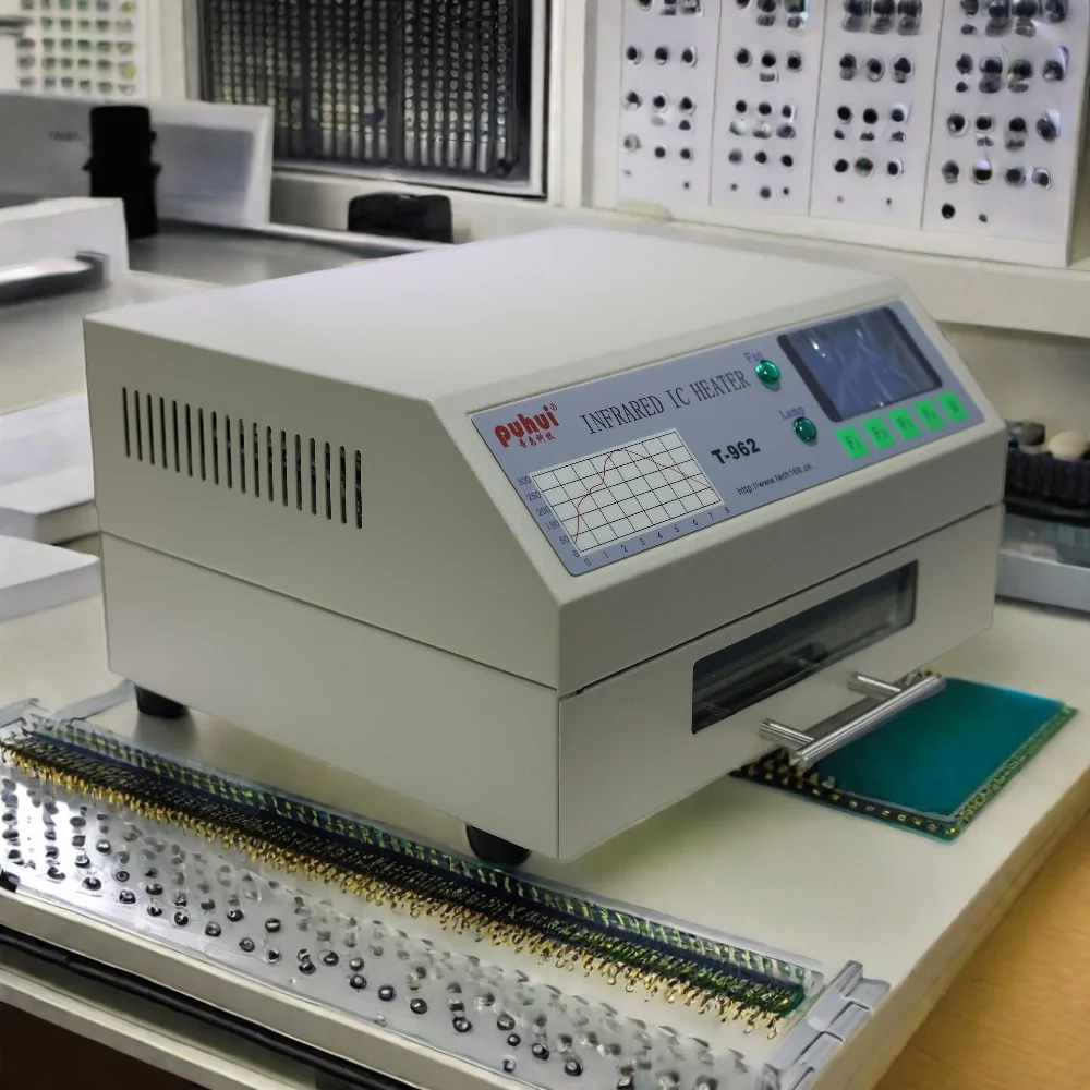 PUHUI T-962 Инфракрасный нагреватель IC с дымовым каналом Инфракрасная паяльная машина для оплавления BGA SMD Паяльная станция для пайки