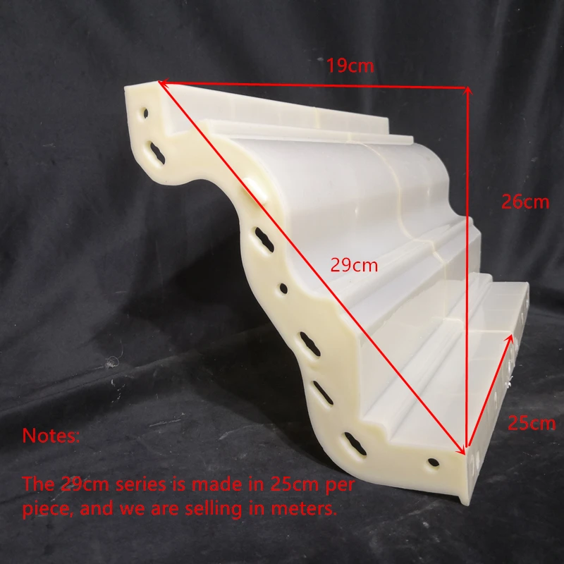 Wytrzymała plastikowa forma gzymsu dachowego ABS, klasyczna konstrukcja na zewnątrz, forma do spódnicy balkonowej, forma do okapu, szerokość