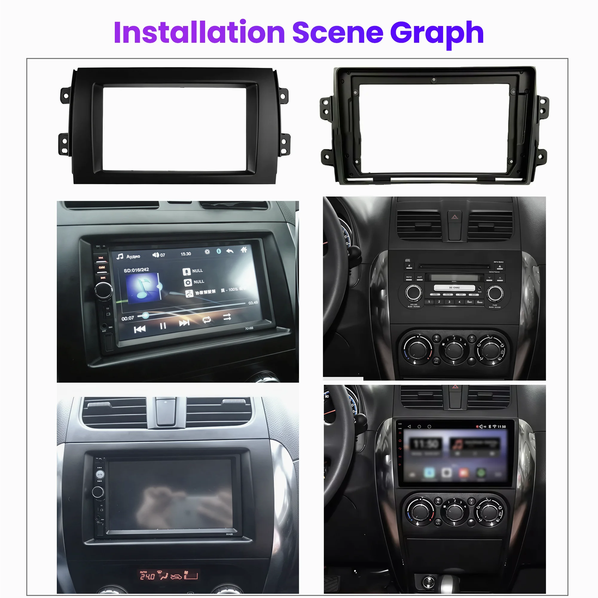 7 Inch 9 Inch Double Din Car Stereo Radio Fascia Frame Dash Kit for FIAT Sedici  SUZUKI SX4 2007-2014 Android Navigation Panel