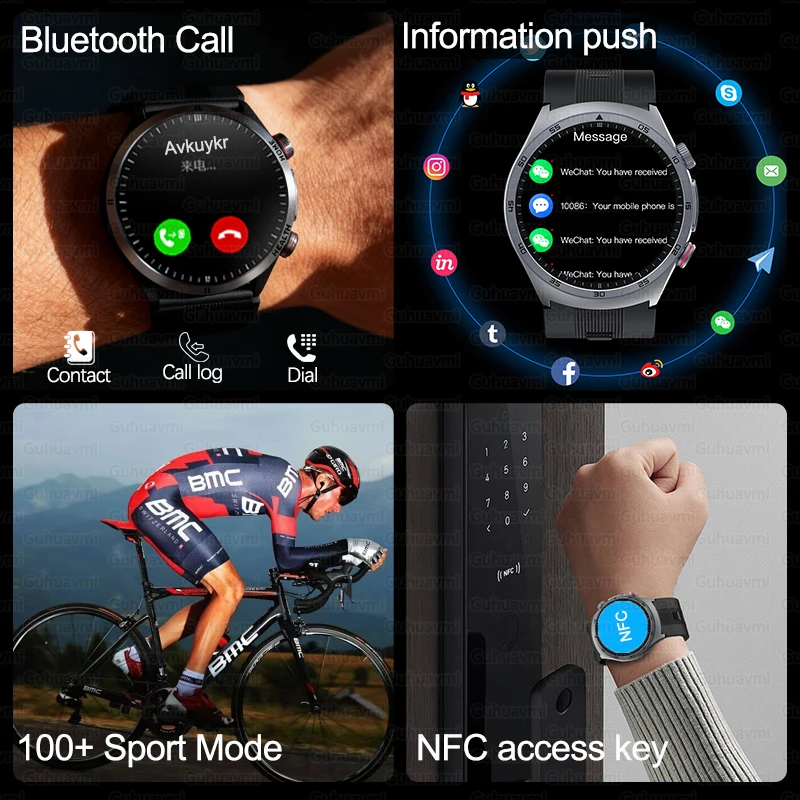 2026 جديد تحليل صحة القلب NFC مضخة هواء + كيس الهواء الساعات الذكية الرجال دقيقة ضغط الدم حمض اليوريك ECG سوار ذكي كبار السن