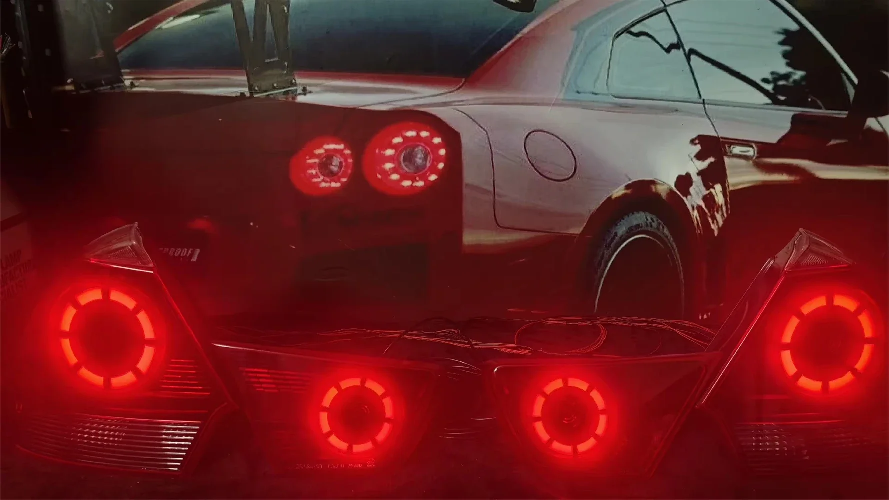 Car led modified Tail Light assembly for 08-09 V3 LingYue modified gtr Brake Driving Reversing rear Lamp Turn Signal 4pcs
