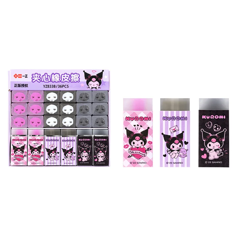 3pcs/Set Kawaii Cute Sanrio Kuromi Eraser Cleaning Less Debris School Student Office Elementary Correction Stationery Supplies