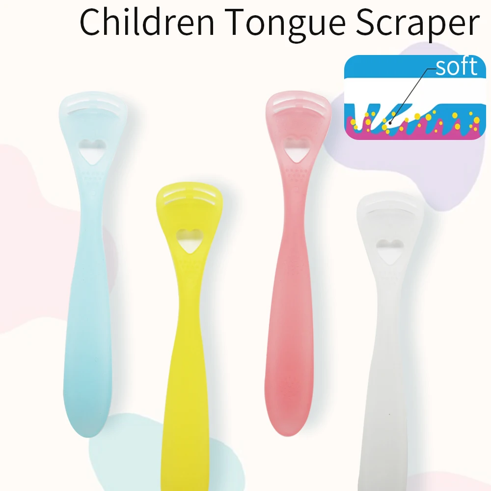 4pcs Children Tongue Scraper Tongue Surface Oral Cleaning Brushes Adult Children Soft Silica Gel Tongue Scraper