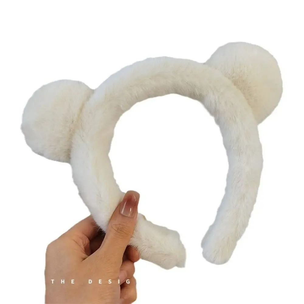 여성용 귀여운 만화 봉제 헤어 밴드, 곰 귀 머리 장식, 헤어 액세서리, 미끄럼 방지 헤어 후프