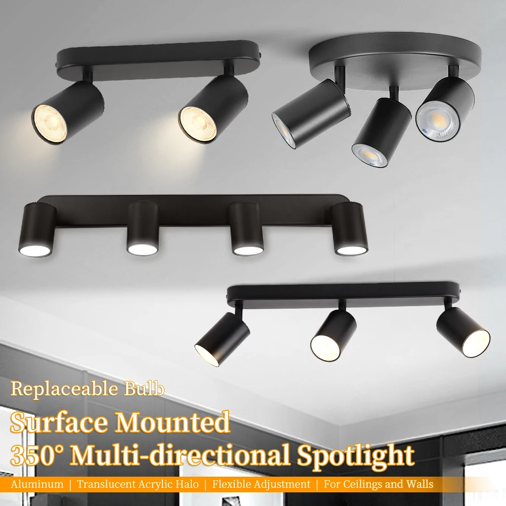 GU10 LED Downlight Surface Mounted Ceiling Spotlight Replaceable Bulb Aluminum Spot Light AC85-265V Warm Natural Cold White