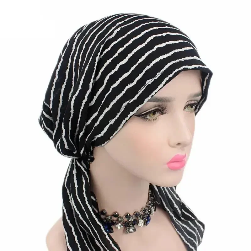 Women Stretch Bonnet Muslim Turban Hats Beanie Skullies Headscarf Wrap Chemo Lady Bandana Caps Underscarf Islamic Hair Loss Cap