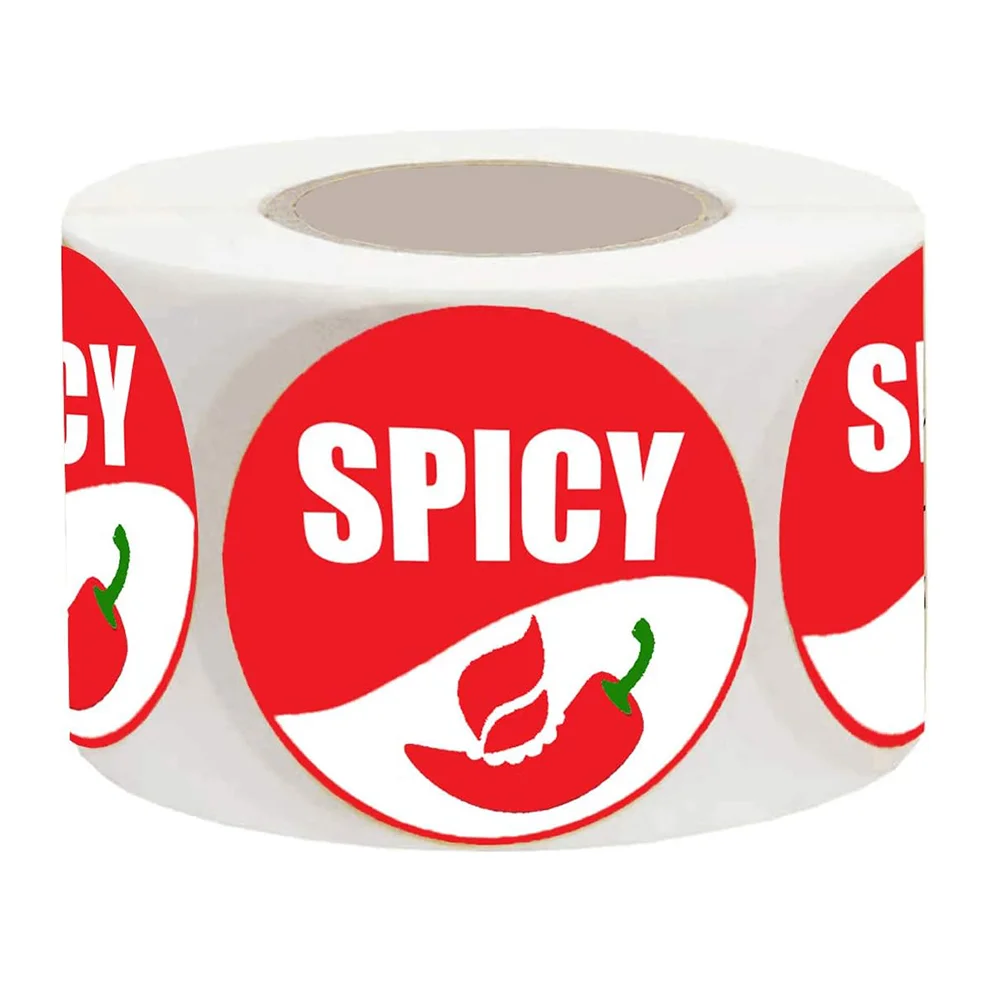 500 Pcs Spicy Stickers  1.5 Inch Grocery Store Food Warning Spicy Labels Adhesive Stickers