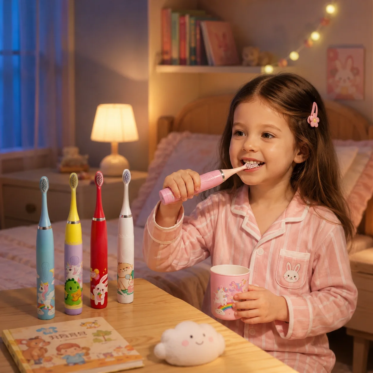 escova-de-dentes-eletrica-sonica-para-criancas-cerdas-macias-a-prova-d'agua-ipx7-recarregavel-com-cabecas-substituiveis-para-criancas-de-3-a-12-anos