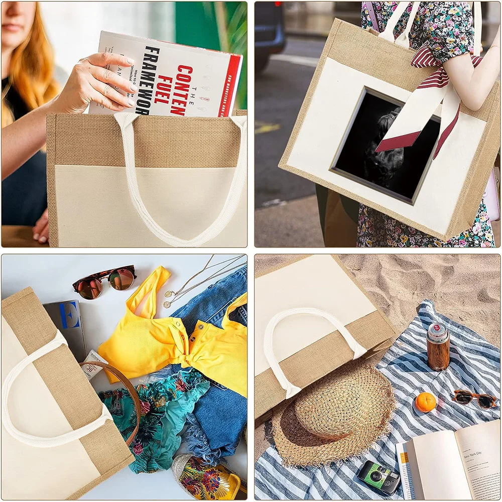 New Fashion Linen Shoulder Bag Jute Imitation Linen Bags Animal Series Printing Pattern Environmentally Friendly Shopping Bag
