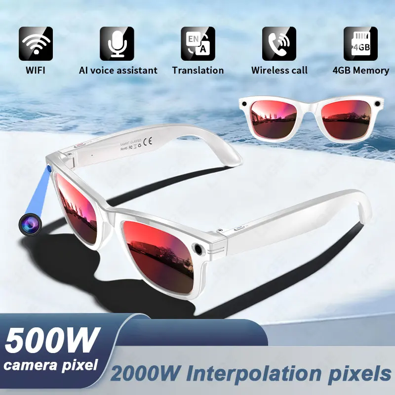 

LIGE 2025 New Sunglasses Video Recording 5MP Camera Bluetooth Call Music Play Languages Translation AI Smart Glasses Men Women