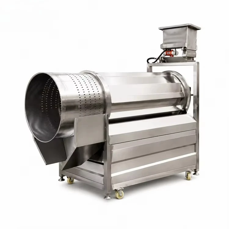 hot  Factory Automatic Stainless Steel Snack Seasoning Drum Rotary Flavoring Machine 100-400kg/h Capacity Processing