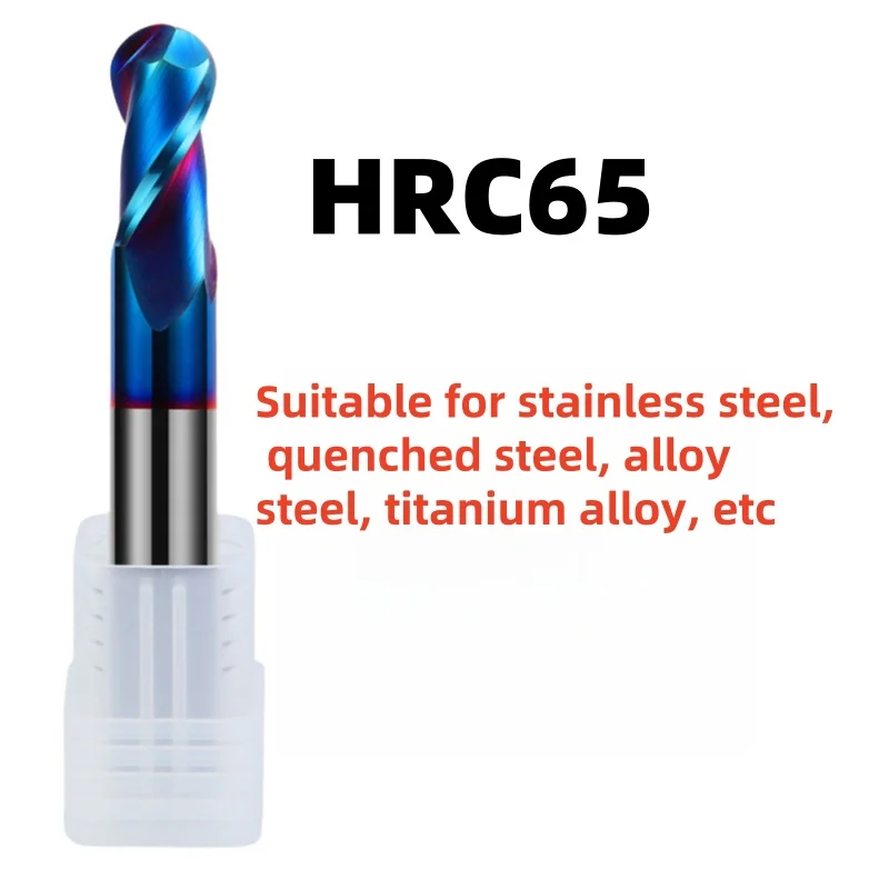 1 Buah 2 Pemotong Seruling HRC65 1Mm 2Mm 3Mm 4Mm 5Mm Mesin Penggilingan Sprial Pemotong Penggilingan Bola Hidung Akhir Pabrik