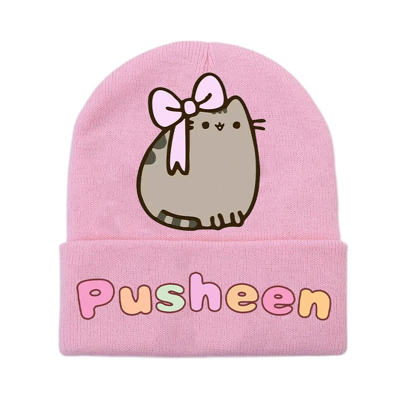 Pusheens Kawaii Knitted Hat Girls Anime Cat Knit Cap Kids Winter Warm Beanies Fashion Leisure Headgear Children Gift Hot Sales