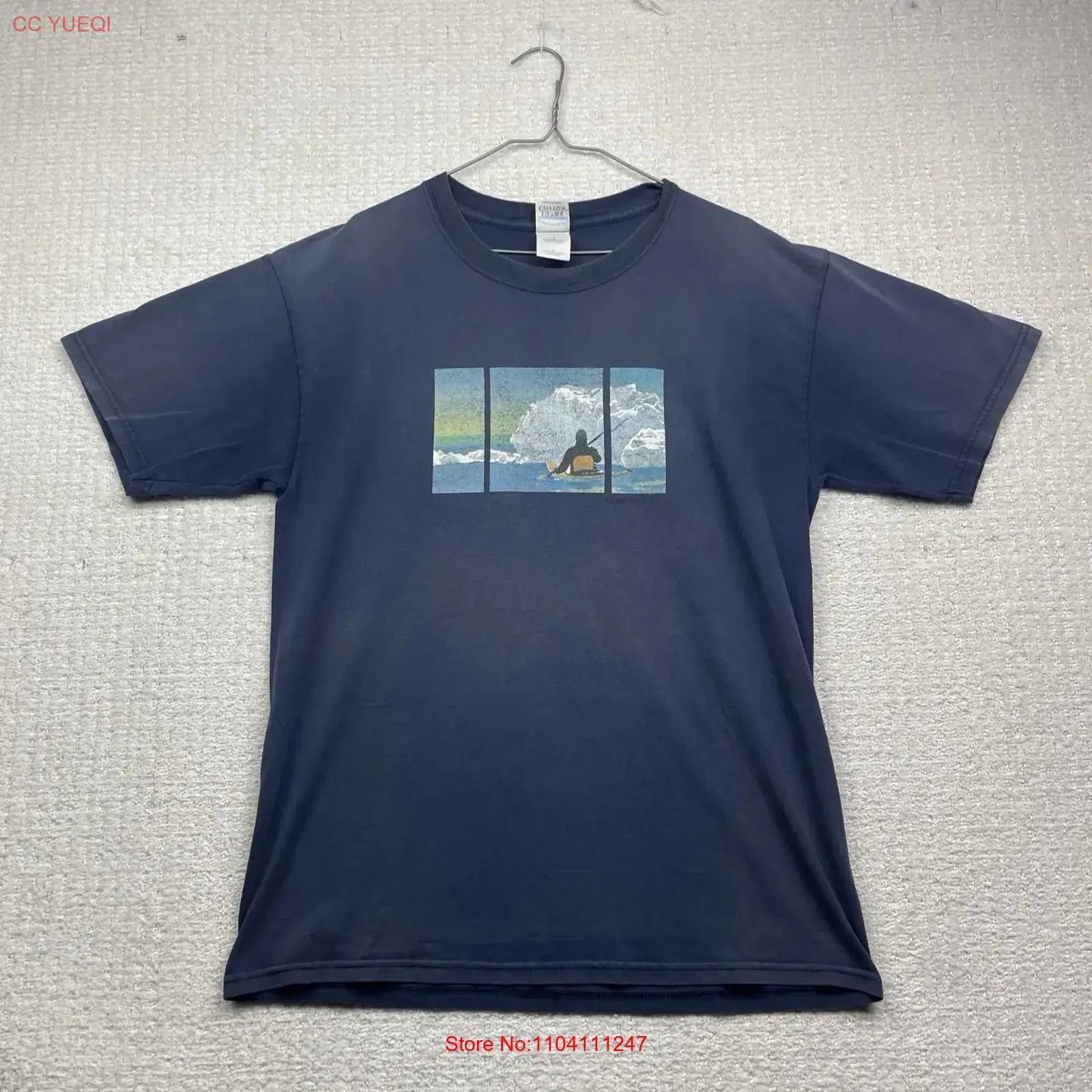 Vintage 90s Borealis Design T Shirt Men L Ocean Kayak Iceberg Outdoor Print Read vintage Washed Stylish streetwear fashion