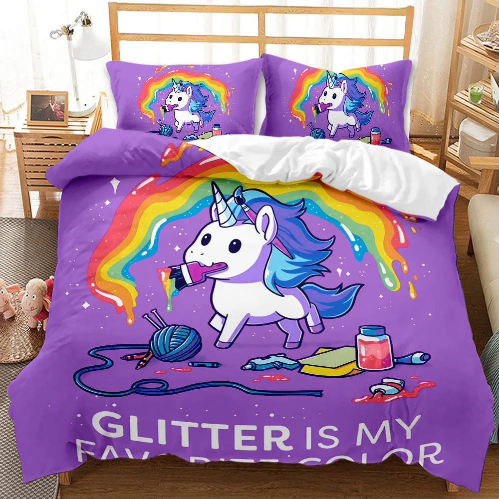 

Cartoon Bedding Set Unicorns, Airplanes, Butterflies Bedclothes Bed Cover Sets Kids,twin Full Queen Bedroom Housse De Couette