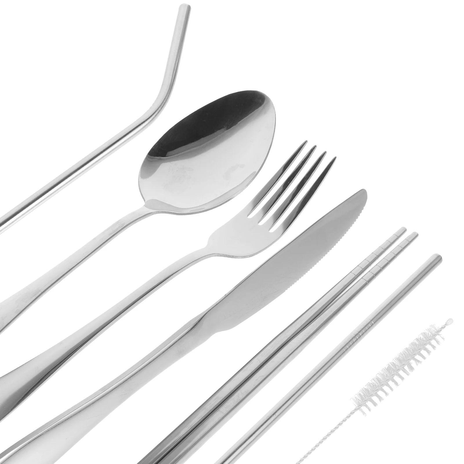 

1 Set Stainless Steel Travel Utensils Set Portable Reusable Forks Spoons Chopsticks With Case For Outdoor Picnic Hiking Camping