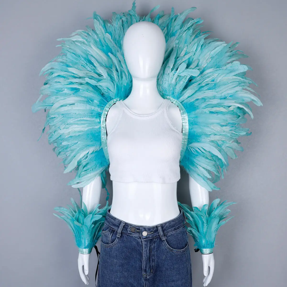 Party Karneval Elegante Damen Schal 2-teiliges Set Cosplay Feder Punk Halloween Masken Ball Feder Punk Karneval Party Set neue – Detail 14