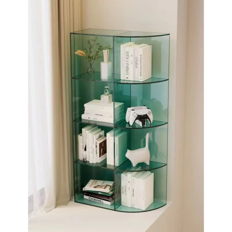 Modern simple bay window cabinet, balcony storage cabinet, living room acrylic shelf, bedroom transparent color children's bo