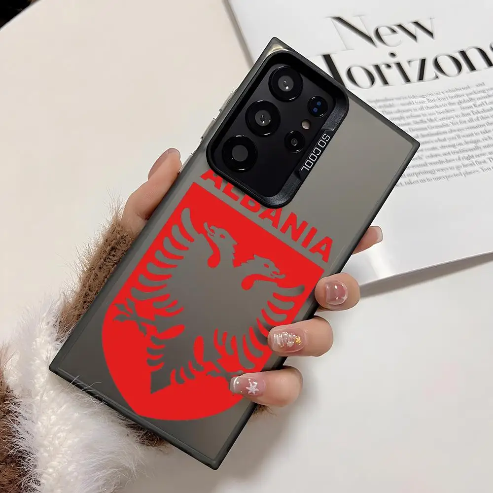 ألبانيا العلم قضية الهاتف لسامسونج غالاكسي S25 S24 S23 S22 S21 الترا زائد الليزر الصلب أسود أبيض أرجواني حالات غطاء #3