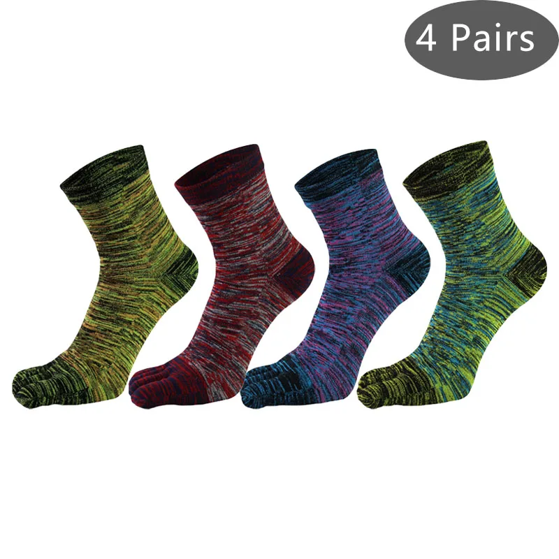 1/4 Pairs Five Finger Socks Man Cotton Fashions Colorful Vintage Casual Young Soft Elastic Happy Funny Toe Short Socks Sokken