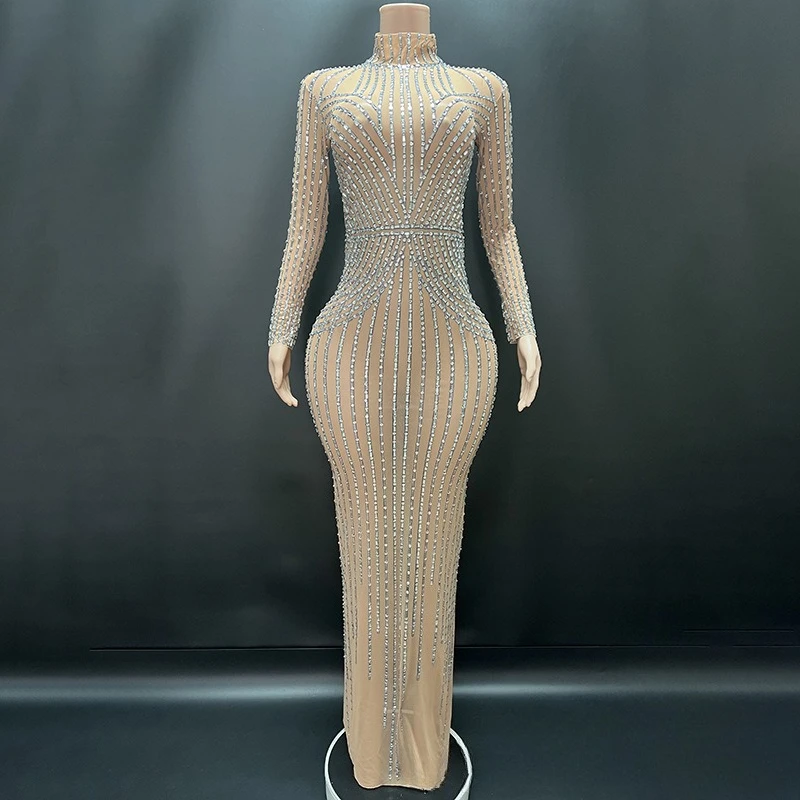 

Queen Shining Rhinestone Temperament Dress Celebrity Birthday Party Light Luxury Dress Company Annual Meeting Hosting Evening