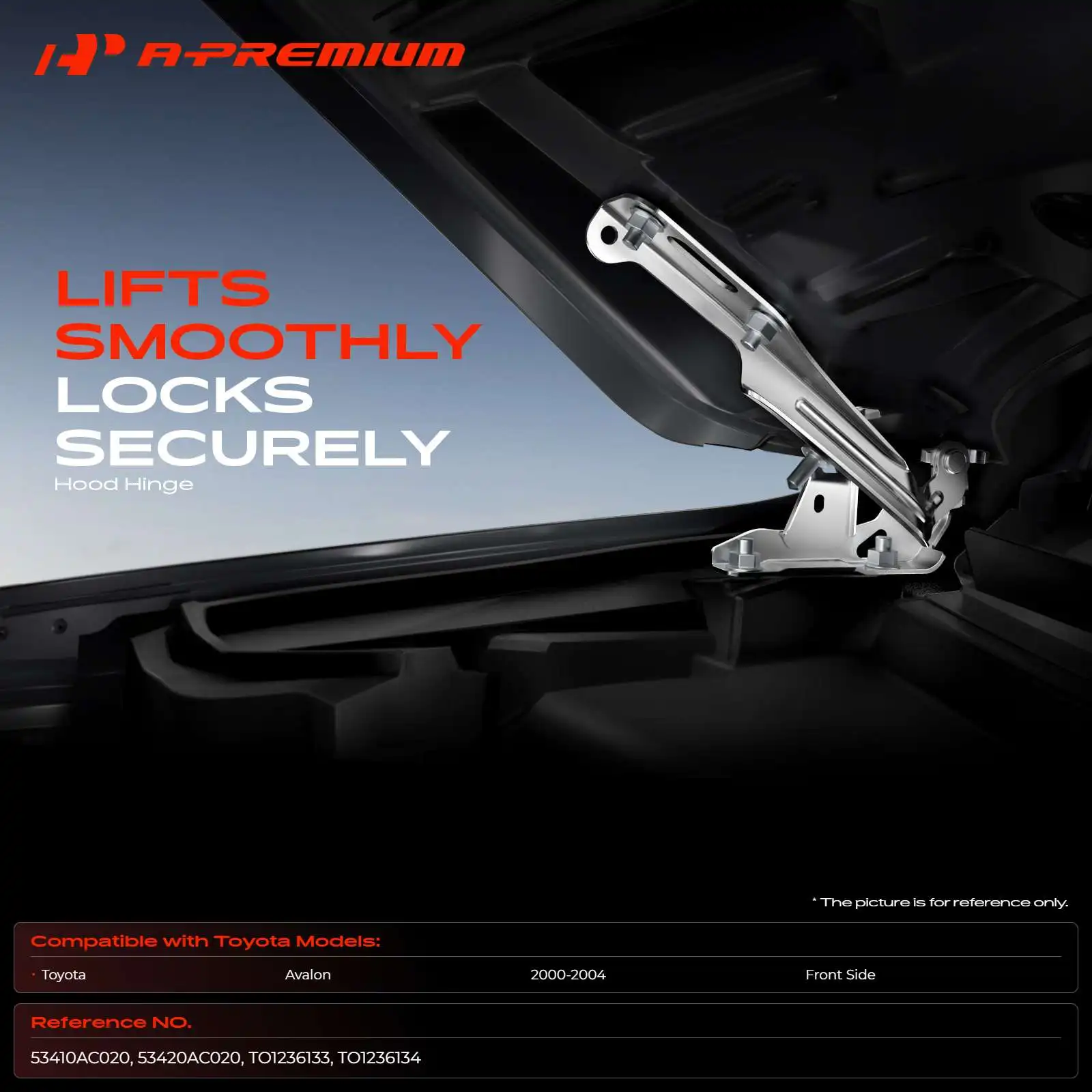 A-Premium Pair Front Driver & Passenger Side Hood Hinge for Toyota Avalon 2000-2004