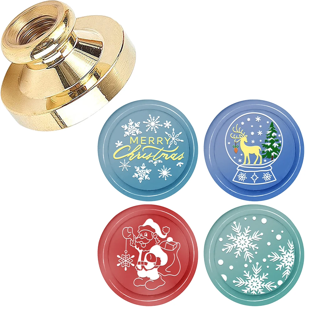 Wachssiegelstempel der Weihnachtsserie, Wachssiegelstempel, austauschbare Messingstempelköpfe zum Dekorieren von Geschenken und Grußkarten